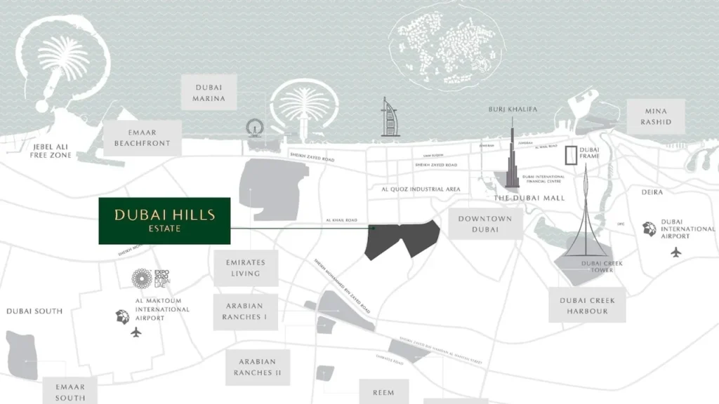 dubai hills estate location map dubai hills estate location map